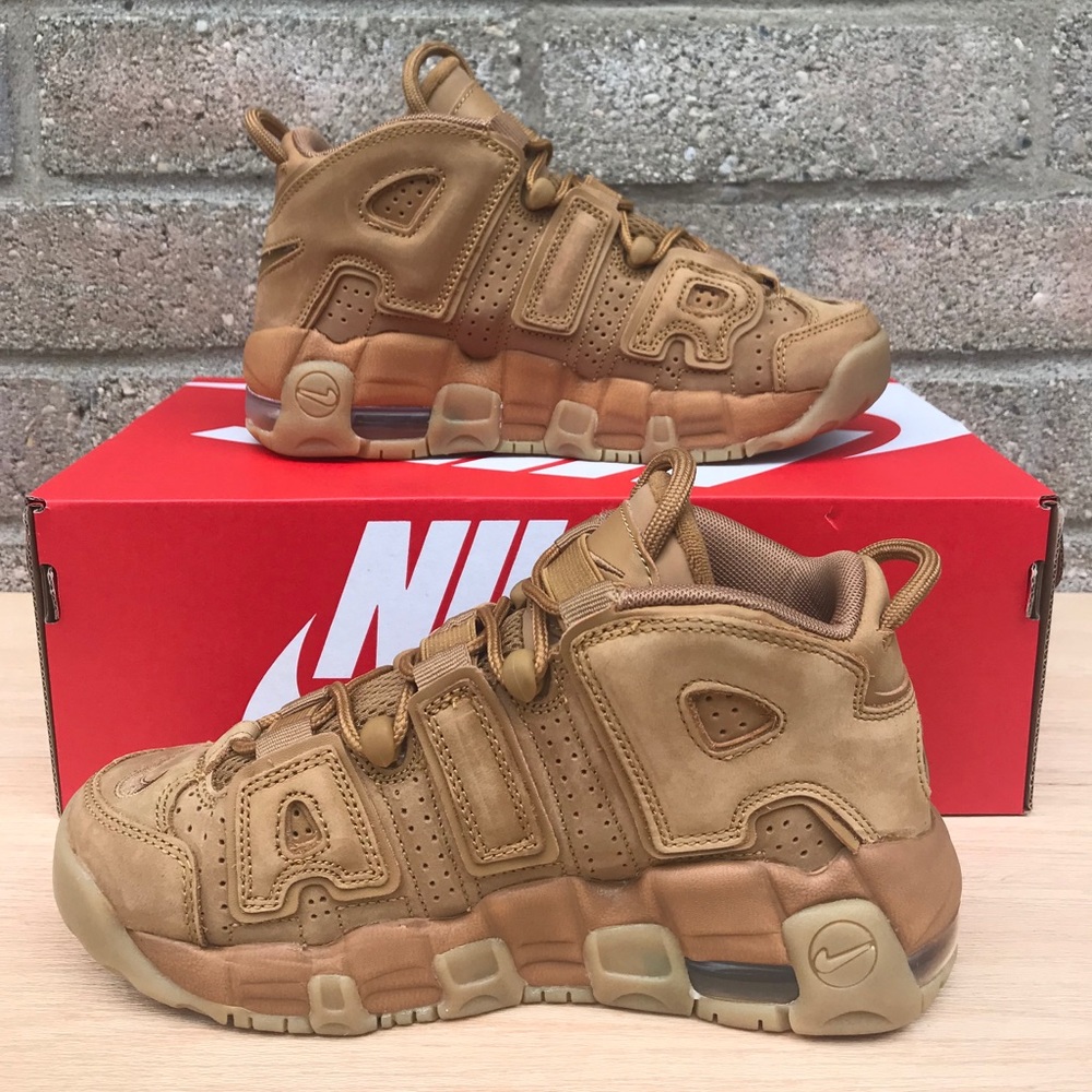Kids Nike Air More Uptempo Flax Gum sole Sz 3.5Y - Picture 4 of 8